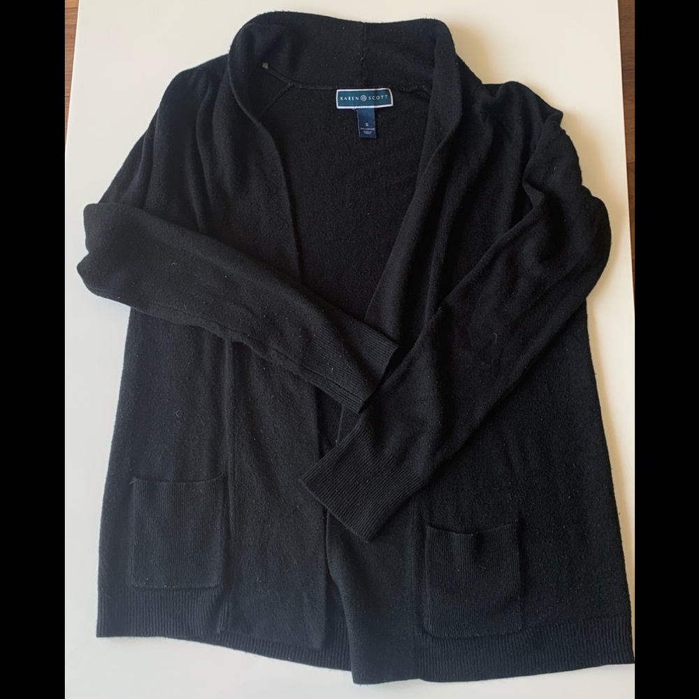 Karen Scott Black Open Cardigan